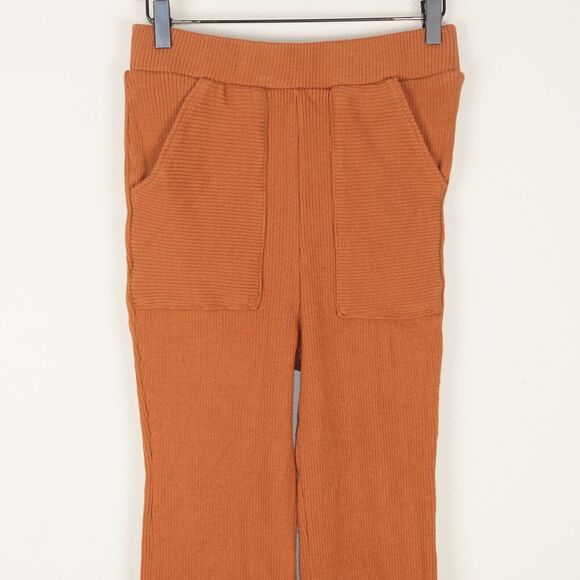 Free People FP Beach Ribbed Flare Leg High Waist Brown Pants Womens Sz S - Picture 2 of 10